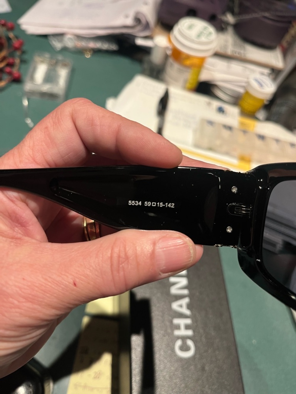 CHANEL Black Sunglasses with Gold CC Logo and Trim - Picture 3 of 4